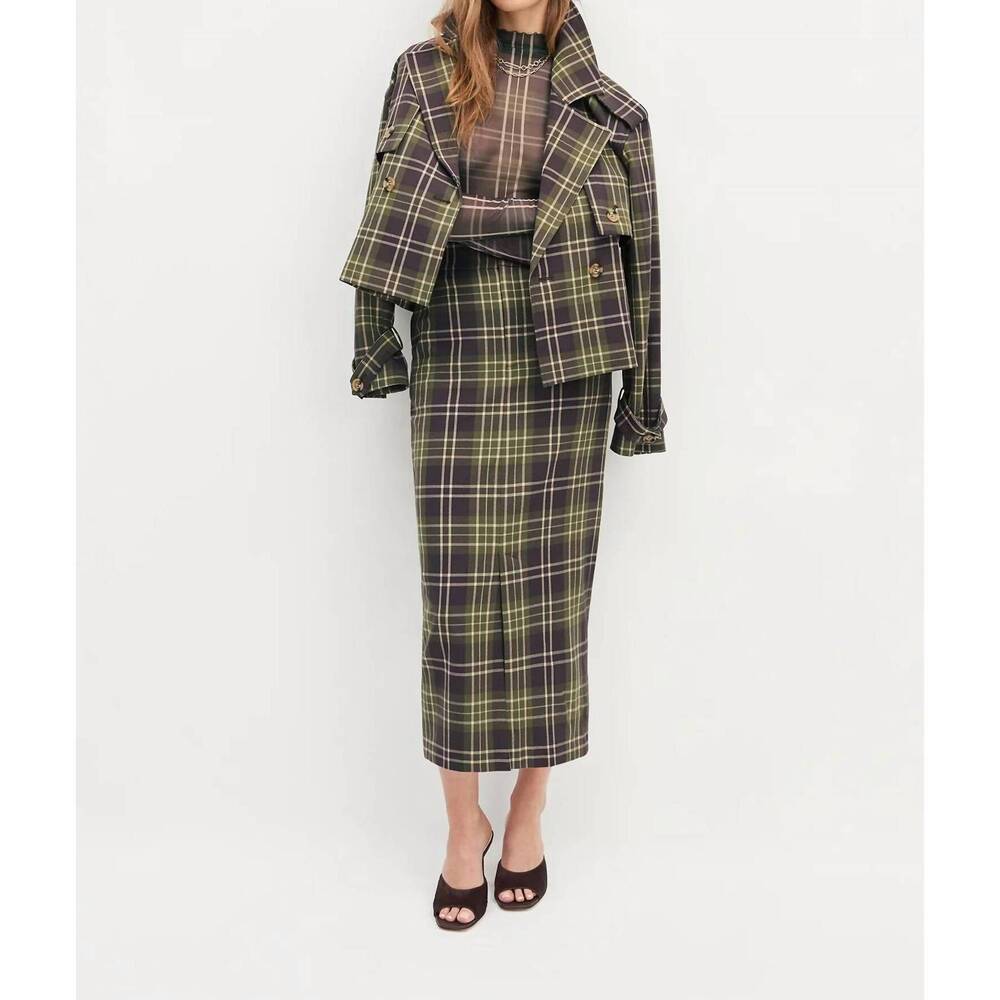 NEW FAVORITE DAUGHTER women's the cropped charles trench coat in countryside pla